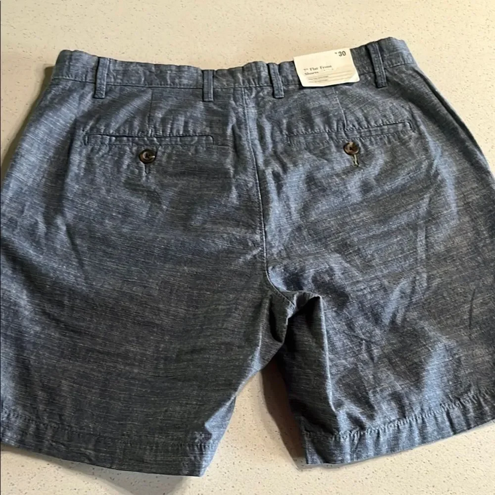 NWT Goodfellow & Co Linden Chambray Blue Flat Front Shorts Size 30/7